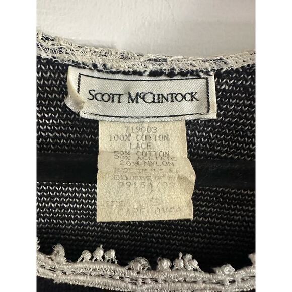 Vintage SCOTT MCCLINTOCK Lace Sailor Collar Navy Dotted Pattern Knit Sweater - Picture 2 of 5